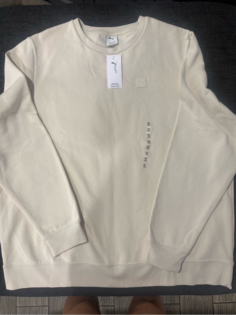 Puma Cream Crewneck Sweatshirt with Subtle Tonal Logo